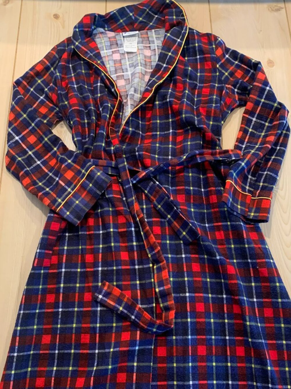 Vintage 70s Mitchell Retro Plaid Multicolor Pajamas Nightgown Robe Women's 11/12